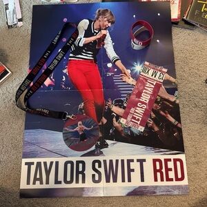 Taylor Swift red tour poster and bracelets
